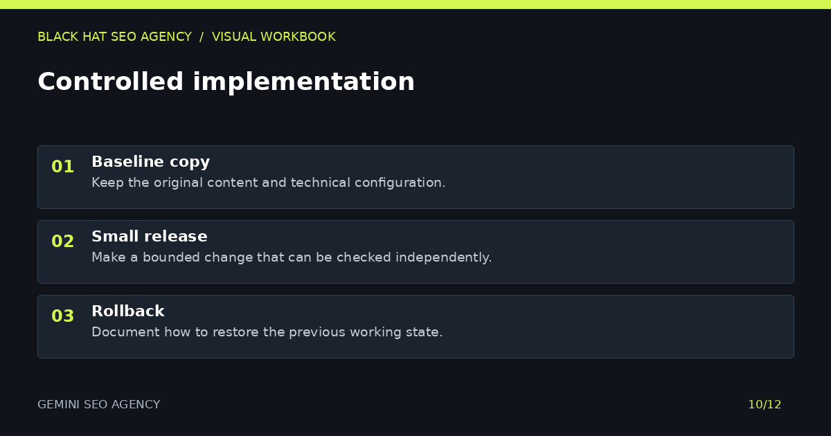 Gemini seo agency: controlled implementation