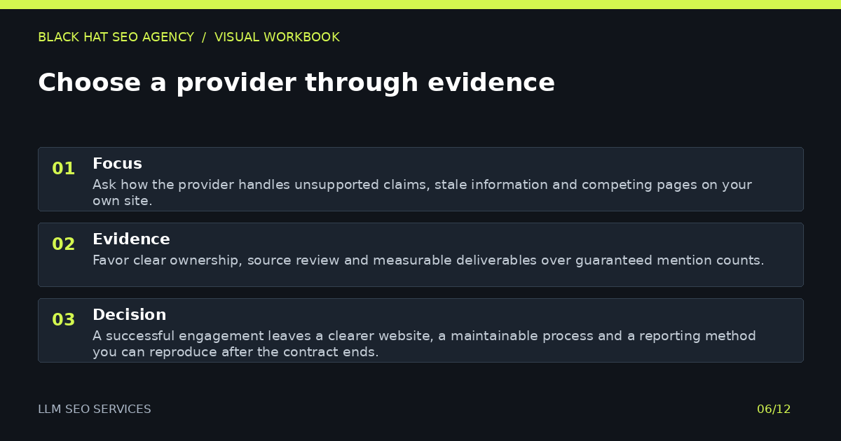Choose a provider through evidence — visual summary